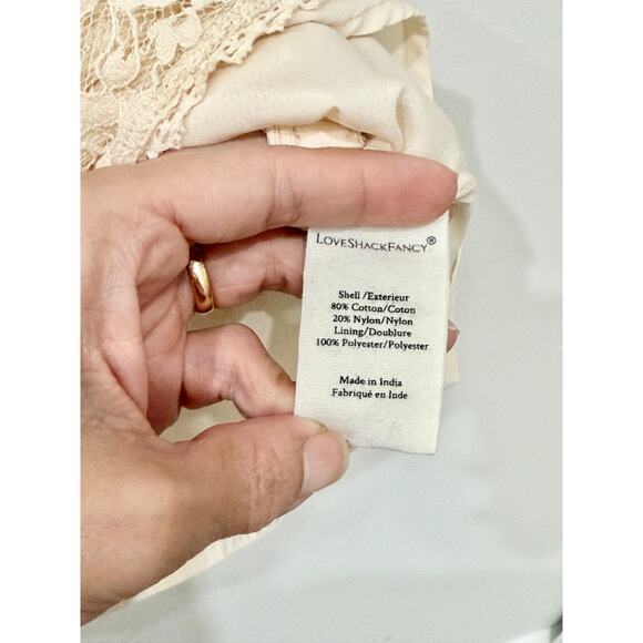 LoveShackFancy Hopely Sleeveless V-Neck Mini Lace Sundress Buttercream Womens 00 - Picture 5 of 5